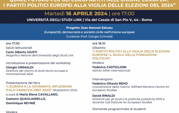 “Quale futuro per gli europartiti nell’Unione Europea? i partiti politici Europei alla vigilia delle Elezioni del 2024”