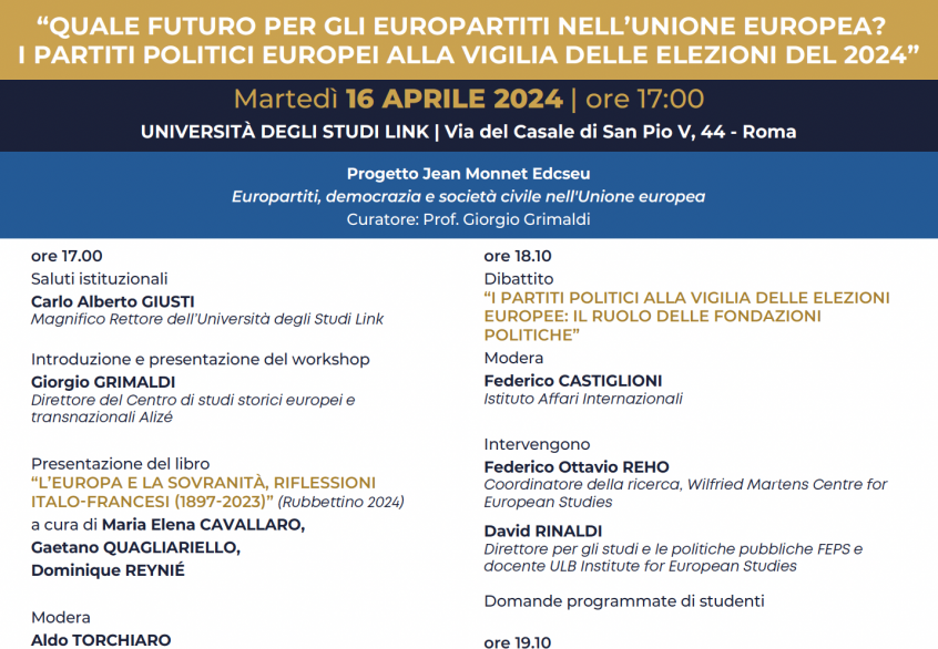 “Quale futuro per gli europartiti nell’Unione Europea? i partiti politici Europei alla vigilia delle Elezioni del 2024”